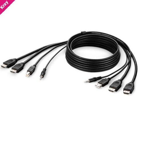Belkin Cybersecurity and Secure KVM TAA DUAL HDMI/USB/AUD CBL, HDMI M/M; USB A/B, 10' - Black(F1DN2CCBL-HH10t), 3 Years Warranty