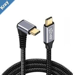 Pisen Braided USBC to USBC Right Angle Cable 1M  Black  100W Power Support 10Gbps Data Speed Reversible Design