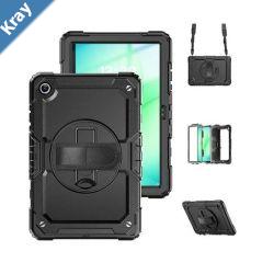 USP Rugged Samsung Galaxy A11Tab A9 11 Case Black  BuiltinKickstand Adjustable Hand Strap Shoulder Strap DropProof ShockProof