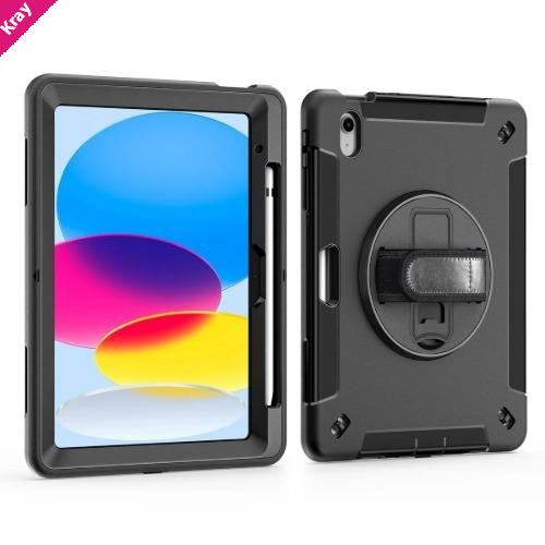 USP Rugged Samsung Galaxy Tab A7 (10.4') Case Black - Built-in-Kickstand, Hand & Shoulder Strap, DropProof,Pen Holder, 5 Years Warranty