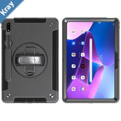 Generic Rugged Lenovo Tab M10 Plus 10.6 3rd Gen Case  Screen Protector Black  BuiltinKickstand Adjustable Hand Strap