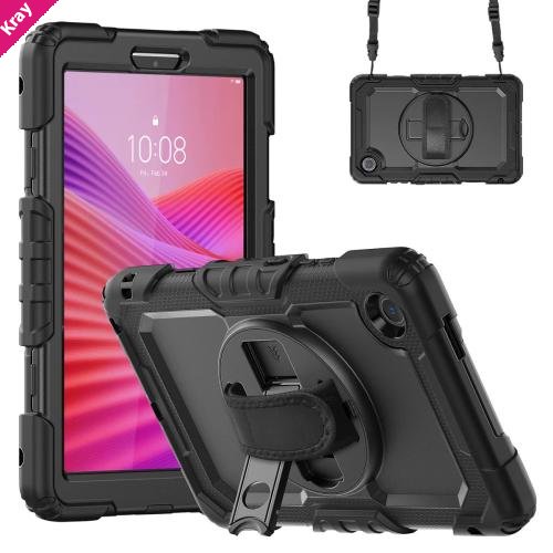 USP Rugged Lenovo Tab One (8.7*) Case Black - Heavy Duty, Built-in-Kickstand, Hand Strap & Shoulder Strap, Raised Edges, 3 Years Warranty