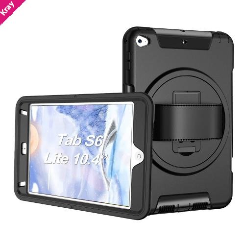USP Rugged Samsung Galaxy Tab S6 Lite (10.4') Case Black -  Built-in-Kickstand, Hand & Shoulder Straps, DropProof, 3 Years Warranty