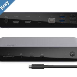 Belkin Connect Pro Thunderbolt 4 Dock  Space Grey INC006auSGY4xUSBA 1xSD 1xAudio 1xThunderbolt 1xGB Ethernet Dual Display 90W PD Docking Station