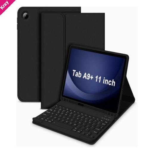 USP Samsung Galaxy Tab A11+ / Tab A9+ (11') Keyboard Case Cover Black - Ultra-Slim, Lightweight, Auto Wake/Sleep Function,PU Leather, 3 Years Warranty