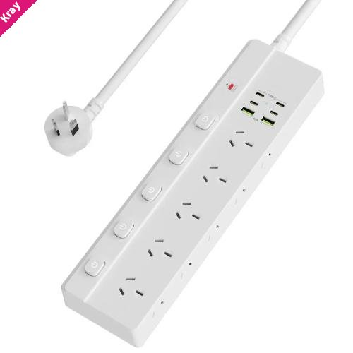 USP 16-in-1 Surge Protector Power Board with 10 AC Outlets & 6 USB Ports -(PB10S2A4C), 1.8M Extension Cable, 5 Years Warranty