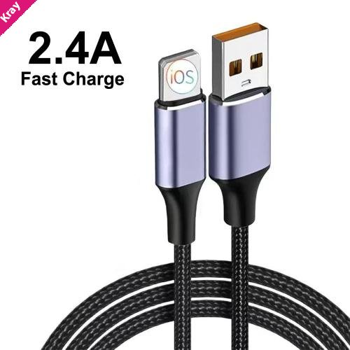 USP Lightning to USB-A Cable (30CM) Black - Quick Charge & Connect, 2.4A Rapid Charge, Nylon Weaving,Apple iPhone/iPad/MacBook, 5 Years Warranty