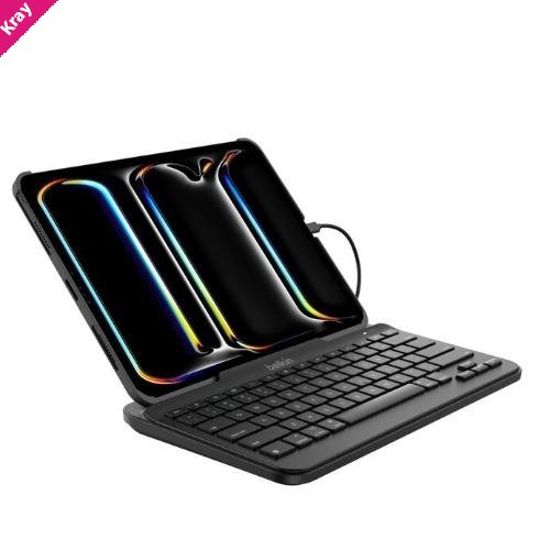 Belkin Connect USB-C Keyboard with Stand foriPad (TBA010bg), Rugged, SBAC testing, IP51, Nonslip, Pry-resistant Keys, iPadOS Hotkeys, 3-year Warranty
