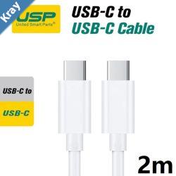 USP USBC to USBC 3.1 Mini Cable 2M  White 3A 60W High Performance Durable 8K Bend Samsung GalaxyApple iPhoneiPadMacBookGoogleOPPO