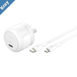 Belkin BoostCharge Compact 30W USBC PD 3.1 Wall Charger  USBC to Lightning Cable  White WCA008au1MWHB5 Apple iPhone 2 Years Warranty