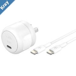 Belkin BoostCharge Compact 30W USBC PD 3.1 Wall Charger  USBC to USBC Cable 1M  White WCA008au1MWHB6 Apple CEW 2500 2 Years Warranty