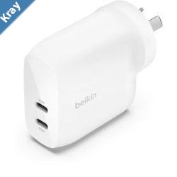 Belkin BoostCharge Pro Dual USBC Wall Charger with PPS 60W  White WCB010auWH 2XUSBC PD 3.130WCompact  Travel ReadyFast ChargerLaptop2YR