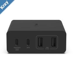Belkin BoostCharge Pro 4Port GaN Charger 108W  BlackWCH010auBK2xUSBC  2xUSBA2M CableIntelligent and Fast ChargerCompact Laptop Charger2YR