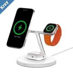 Belkin BoostCharge Pro 3in1 Wireless Charger with Official MagSafe Charging 15W  White WIZ017auWH