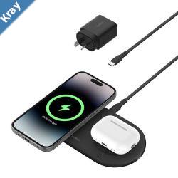 Belkin BoostCharge Pro 2in1 Magnetic Wireless Charging Pad 15W With Qi2  Black WIZ021auBK30W USBC PS1.5m USBC to USBC Cable2 Years Warranty
