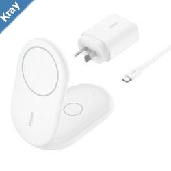 Belkin BoostCharge 2in1 Magnetic Wireless Foldable Charger with Qi2 15W  White WIZ028auWH Fast Wireless Charging 2 Years Warranty