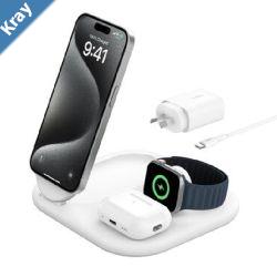 Belkin BoostCharge 3in1 Magnetic Foldable Qi2 Wireless Charger  36W Wall Charger  USBC Cable 1.5M  White WIZ029auWH 15W 2 Years Warranty