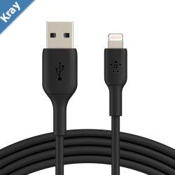 Belkin BoostCharge Lightning to USBA Cable 3M  Black CAA001bt3MBK 480Mbps 25K Bend Apple iPhoneiPad MFi certified 2 Years Warranty