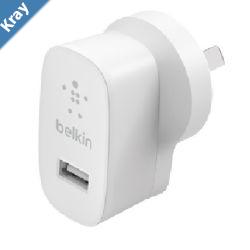 Belkin BoostCharge USBA Wall Charger 12W  WhiteWCA002auWHCompatible with any USBA devicesLightweight ChargerCompactFast  Travel Ready2YR