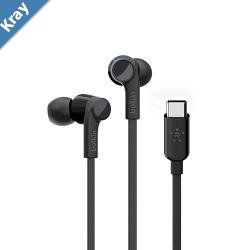 Belkin SoundForm Wired Earbuds With USBC Connector USBC Headphones  Black G3H0002btBLK Water Resistant Builtin Microphone 2 Years Warranty