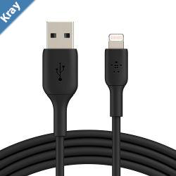 Belkin BoostCharge Braided Lightning to USBA Cable 15cm6in  BlackCAA002bt0MBK 480Mbps 10K bend Apple iPhone  iPad  Macbook 2YR