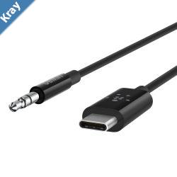 Belkin RockStar USBC to 3.5mm Audio Cable 0.9M  Black F7U079bt03BLK Superior Audio Apple iPhone USBIF Certified 2 Years Warranty