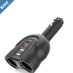 mbeat Gorilla Power Four Port USBC PD  QC3.0 Car Charger with Cigar Lighter Splitter