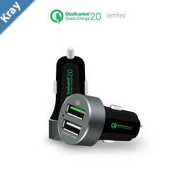 LS mbeat QuickBoost USB 2.0 Dual Port Car Charger  Certified Qualcomm Quick Charge 2.0 technology Fast ChargingSamsung Galaxy Note Apple iPhone