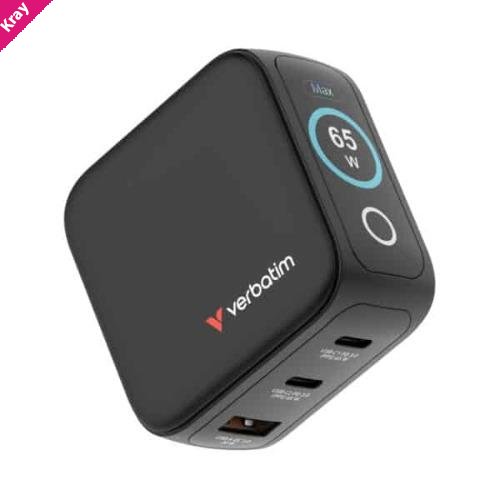 Verbatim Mini GaN Charger 65W with Display