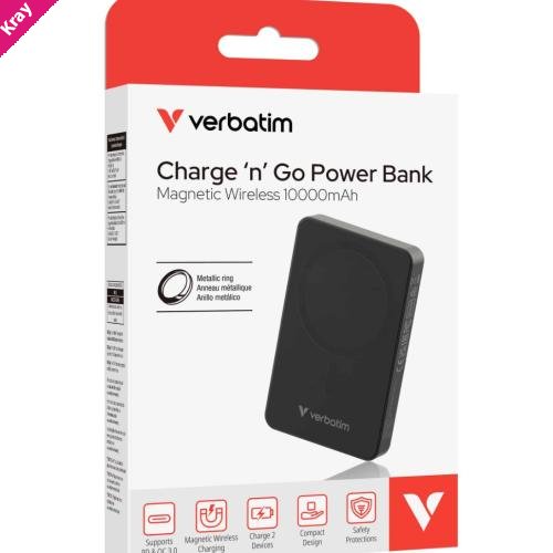 Verbatim Power Bank Magnetic Wireless 10,000mAh Essential - Black