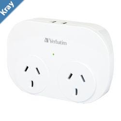 Verbatim Dual USB Surge Protected with Double Adaptor  White 2x USB Charger Outlet Charge Phone and Tablet Surge Protection 2.4A Current Power