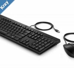 HP 225 USB Wired Keyboard Mouse Combo for Business  FullSized USB 3.0 TypeA Comfotable Reliable Ergonomic Plug  Play Over 50 Recycled Material