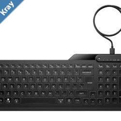 HP 405 MultiDevice Backlit Wired Keyboard Removable USBC cable with USBA Slim Fullsize Numpad LED light MultiOS compatible 150cm Cable Black