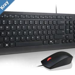 Lenovo Universal USB Keyboard Mouse Combo  Adjustable Tilt Leg Spill Resistant Copilot Keyboard 1600 DPI Optical Sensor Mouse Plug  Play Black