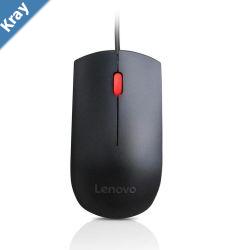 LENOVO Essential USB Mouse Full Size  Wired USB Connection PlugandPlay Comfortable All Day Grip 1600DPI Ambidextrous Design Black