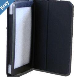 LeaderTab7 Folio Case Black Faux Leather. Camera hole rear