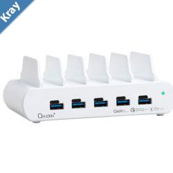 Oxhorn PoverDelivery150W 5 Port AC Fast Charging Dock with buildin rack5 Port USBA USBC PD3.0 QC4.0 PPS 100240V AC input White