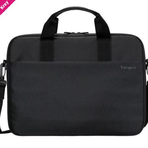 Targus 15'-16' Intellect® Slim Briefcase Zippered padded front pocket Removable adjustable shoulder strap carry handles water-resistant fabric Black