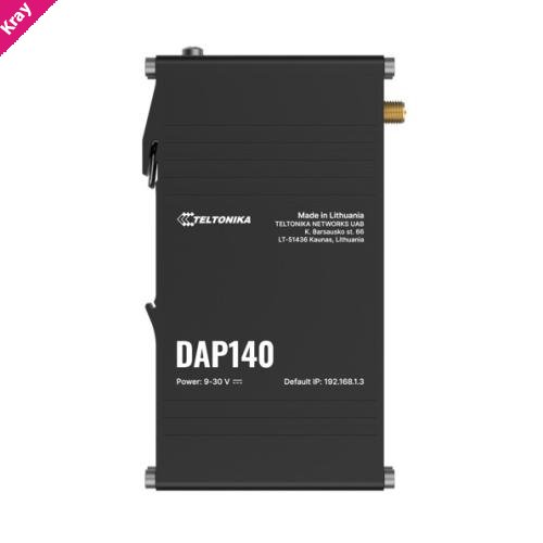 Teltonika DAP140 Industrial Wireless Access Point with Mesh Wi-Fi & Fast Roaming, 2 x 10/100 RJ45, Dual LAN & Passive PoE-In, DIN RAIL, PSU excluded.