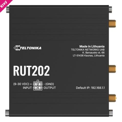 Teltonika RUT202 Dual Sim Industrial LTE Cat 4 Router, Automatic Failover, Dual Ethernet Ports and LTE + Wi-Fi Support, PSU included