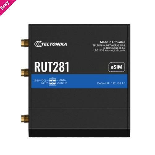 Teltonika RUT281 COMPACT GLOBAL LTE CAT 4 ROUTER, Telit, SIM & eSIM, AUTOMATIC FAILOVER, 2 x RJ45 Ports, PSU included