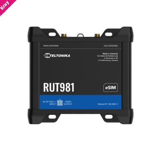 Teltonika RUT981 GLOBAL 4G ROUTER, Telit Cat 4 Modem, 4 x Ethernet Ports, DUAL SIM & eSIM, 2 x RJ45 Ports, PSU included