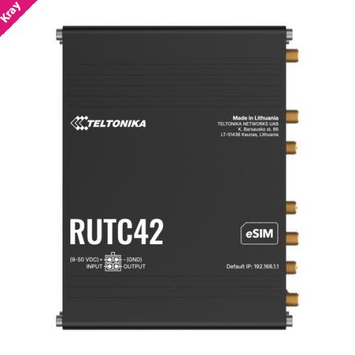 Teltonika RUTC42 DUAL MODEM EDGE ROUTER, LTE Cat 4 with dual modem, failover, load balancing, WI-FI 6, 5x Gigabit Ethernet Ports, PSU included.