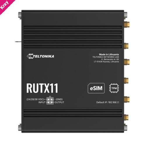 Teltonika RUTX11 Industrial Cellular eSIM Router, 4G LTE CAT 6, Dual SIM with auto failover, Backup WAN, Dual Band WiFi, Bluetooth LE, PSU included