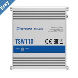 Teltonika TSW110  L2 Switch 5 x Gigabit Ethernet with speeds up to 1000 Mbps Operating Temperature from 40 C to 75 C  PSU excluded PR3PRAU6