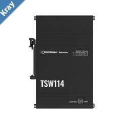 Teltonika TSW114  DIN Rail Switch 5x Gigabit Ethernet ports with speeds of up to 1000 Mbps Integrated DIN rail bracket  PSU excluded PR3PRAU6