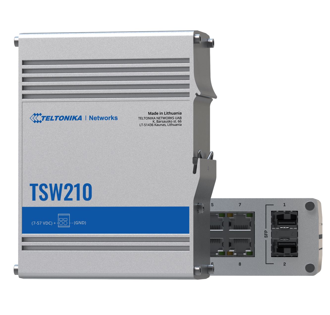 Teltonika TSW210  Industrial Switch 2x SFP ports 8x Gigabit Ethernet ports with speeds of up to 1000 Mbps  PSU excluded PR3PRAU6