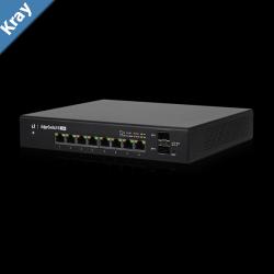 Ubiquiti EdgeSwitch 8 8Port Managed PoE Gigabit Switch 2 SFP 150W Supports PoE and 24v Passive No Controller Needed 2Yr Warr