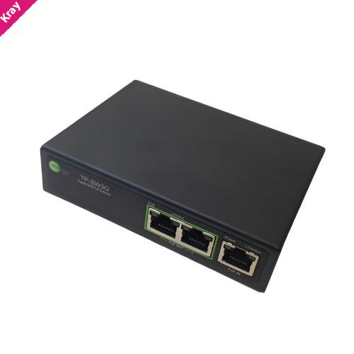 Tycon Power, TP-SW3G, 3 Port GigE 802.3af/at PoE Unmanaged Switch, 802.3af/at or Passive PoE 2/4pair Input, Dual 802.3at PoE Output