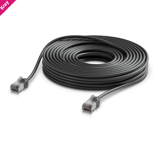 Ubiquiti UniFi Premium Patch Cable Outdoor, 15M,Black,Ultra-Thin, Rugged, Shielded Patch, Optimized, Perform Harshest Environments ,10 GbE networking.